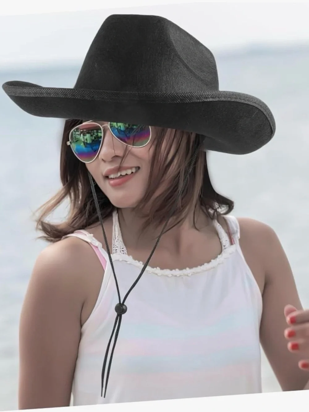 Black Studed  Western Cowboy Hat #3,with Studs Soft Breathable Felt Jazz